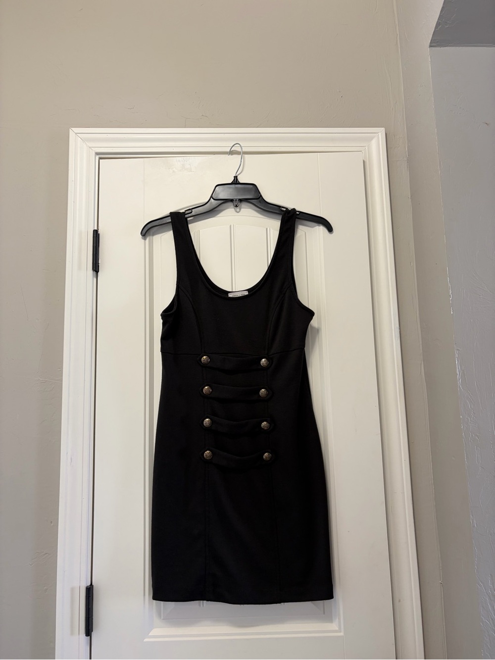 silence + noise Black Sleeveless Mini Dress with Button Band Detail